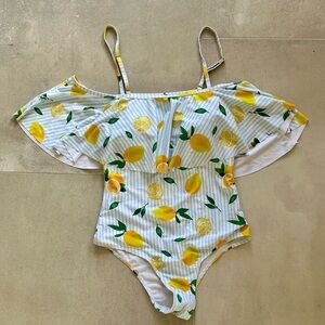 Lemon Print Off-Shoulder Swimsuit